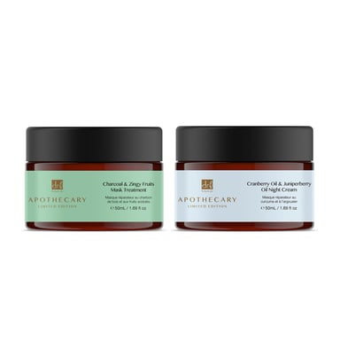 Dr. Botanicals Wacholderbeerenöl-Anti-Aging-Nachtcreme + Spritzige Früchte-Aktivkohlemaske – Pflegeset