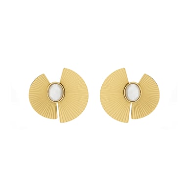 Luxenter weiße Perlenohrringe aus 18K Gelbgold - Lessa