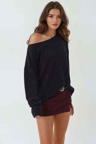 Weicher Texturierter Bootsausschnitt Strickpullover