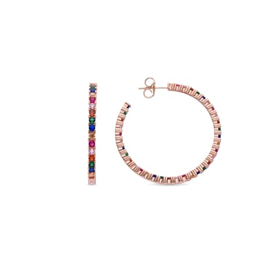 Luxenter Sterling Silber 925 Ohrringe mit mehrfarbigen Zirkonia in 18K Roségold - Vyamba