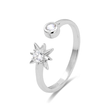 Luxenter Ring, 925er Sterlingsilber mit Lialt und glänzenden Zirkonen, rhodiniert