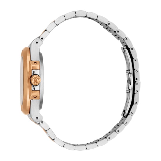 ROBERTO CAVALLI Herrenuhr, zweifarbige Gehäusefarbe Silber & Roségold, dunkelgraues Zifferblatt, zweifarbiges Metallarmband in Silber & Roségold, 3 Zeiger, Datum, 3 ATM - Image 3