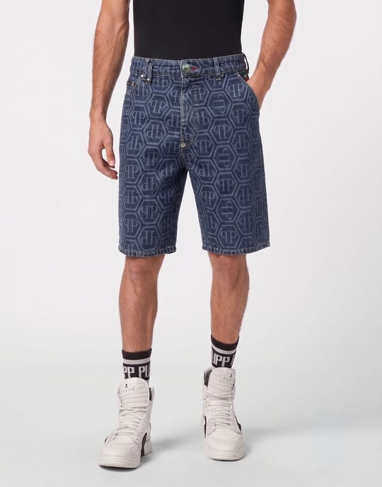 Philipp Plein Jeansshorts Fermentera mit Monogramm - Blau - Image 2