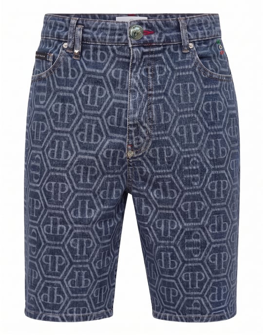 Philipp Plein Jeansshorts Fermentera mit Monogramm - Blau - Image 1