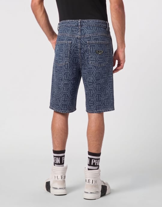 Philipp Plein Jeansshorts Fermentera mit Monogramm - Blau - Image 4