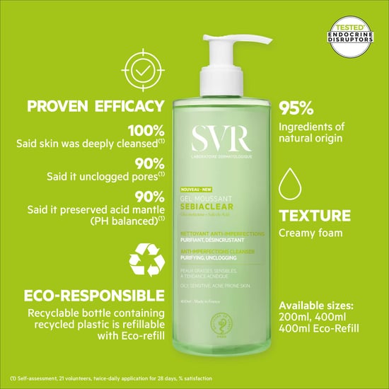 SVR Sebiaclear 400ml Schäumender Salicylsäure-Reiniger für fettige Haut - Image 4