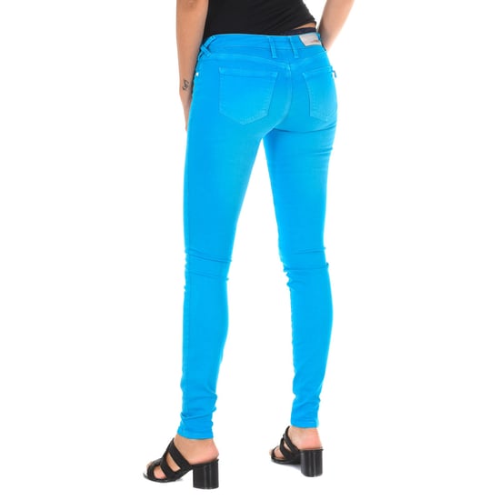 Long denim pants worn effect with elastic fabric 10DB50210-G272 woman