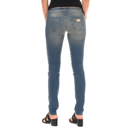 Long Denim Pants worn and torn effect 10DB50262 woman