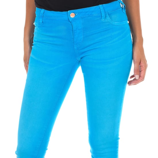Long denim pants worn effect with elastic fabric 10DB50210-G272 woman