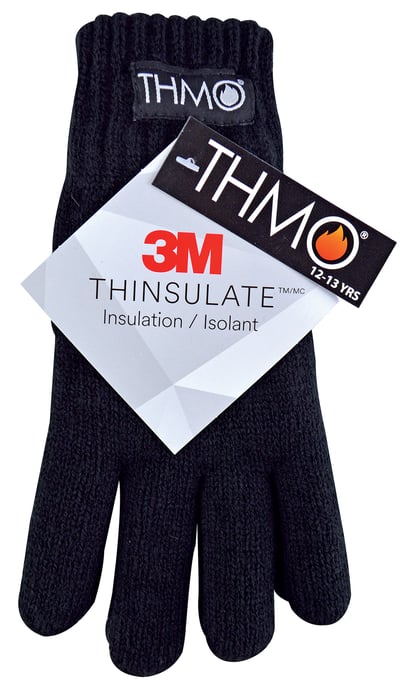 Thinsulate-Kinderhandschuhe für den Winter | THMO | Jungen & Mädchen gestrickte Thermo-Vollfingerhandschuhe für Kinder - Schwarz - Image 2