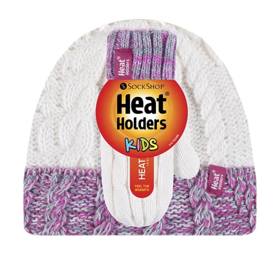 Wärmehalter - Kinder Mädchen Fleece gefüttert gestrickt gestreifte bunte Winter Thermomütze und Fäustlinge Set - SC2P12 - Image 2