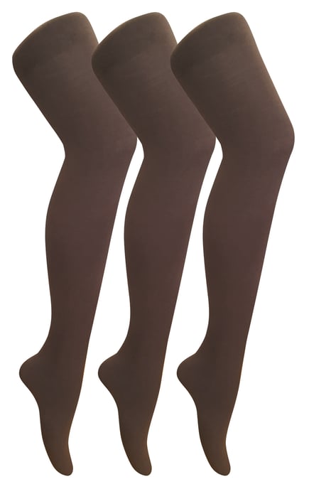 3 Paar Multipack Damen farbige undurchsichtige 80 Denier Strumpfhosen | Socken Snob | einfarbige Blockfarbe Strumpfhosen - Braun - Image 1