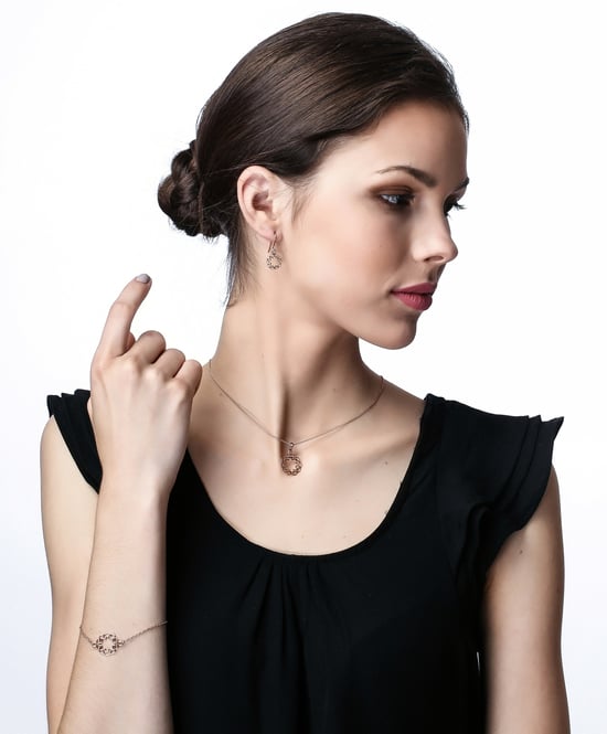 Orphelia 'Jasmine' Damen-Set aus 925er Sterlingsilber: Armband + Ohrringe + Halskette - Rosé SET-7076/1 - Image 5