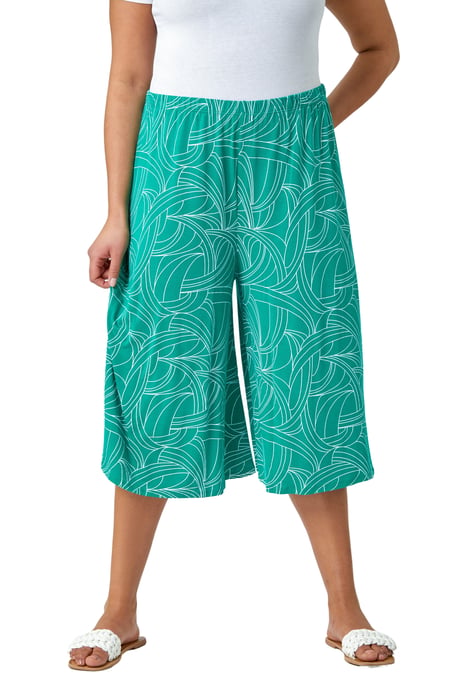 Curve Abstract Swirl Stretch Cropped Culottes