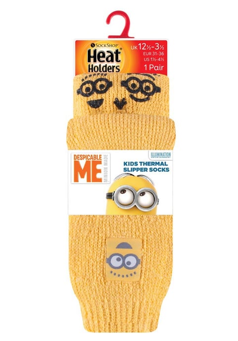 Wärmehalter - Kinder-Charakter rutschfeste 2.3 TOG Winter warme thermische Pantoffel Socken mit Greifern - Minions - Image 2