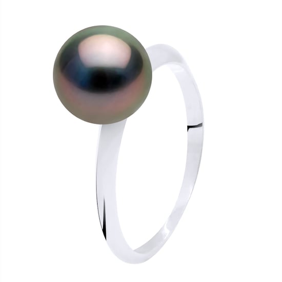 Armreif-Ring, echte Tahiti-Zuchtperle, rund, 8–9 mm – Weißgold - Image 1