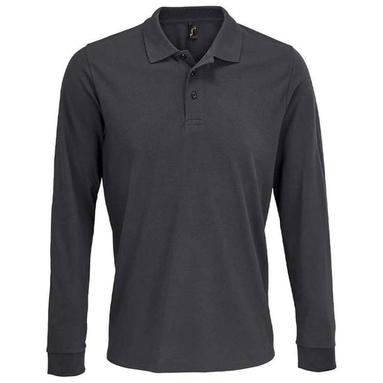 SOLS Unisex Adult Prime Pique Langarm-Poloshirt (Dunkelgrau) - Image 1