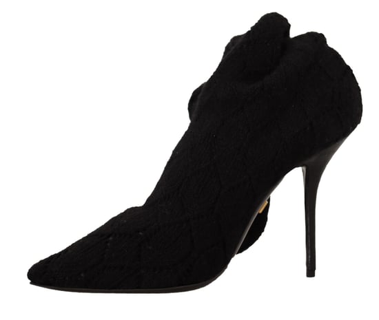 Dolce & Gabbana Damen Schwarze Stretch-Socken Kniestrümpfe Booties Schuhe - Image 5