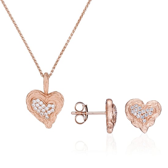 Orphelia 'Hazel' Damen 925 Sterling Silber Set: Kettenanhänger + Ohrringe - Rosé SET-7082/1 - Image 1