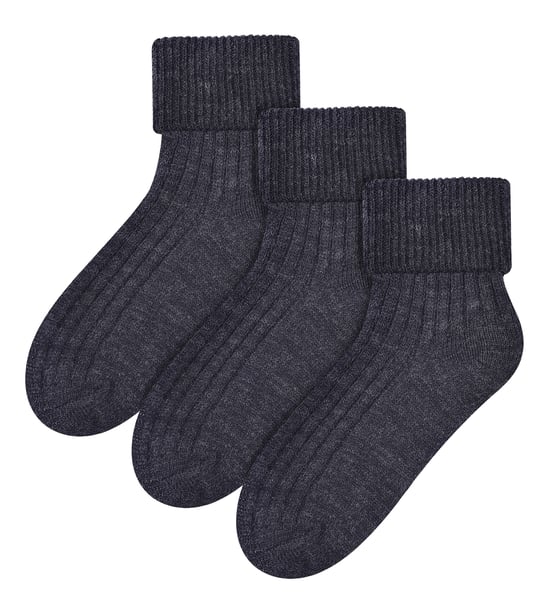 3 Paar Woll-Bettsocken für Damen | Steven | Luxuriöse warme Lounge-Schlafsocken, Anthrazit - Image 1