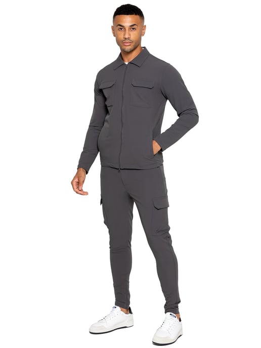 Enzo | Herren Cargo Shacket Trainingsanzug Set - Grau - Image 2
