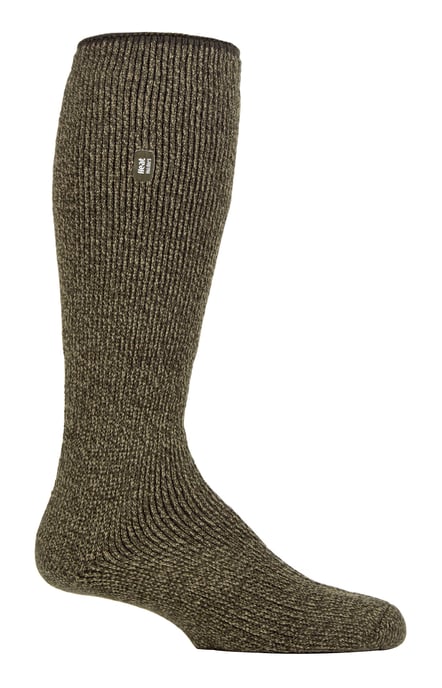 Heat Holders - Mens Long Leg Outdoor Merino Wool Thermal Socks with Reinforced Heel and Toe for Winter - Khaki - Image 1