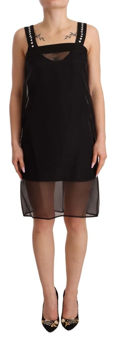 Dolce & Gabbana Damen Schwarzes Seiden-Stretch-Crystal-Minikleid - Image 1