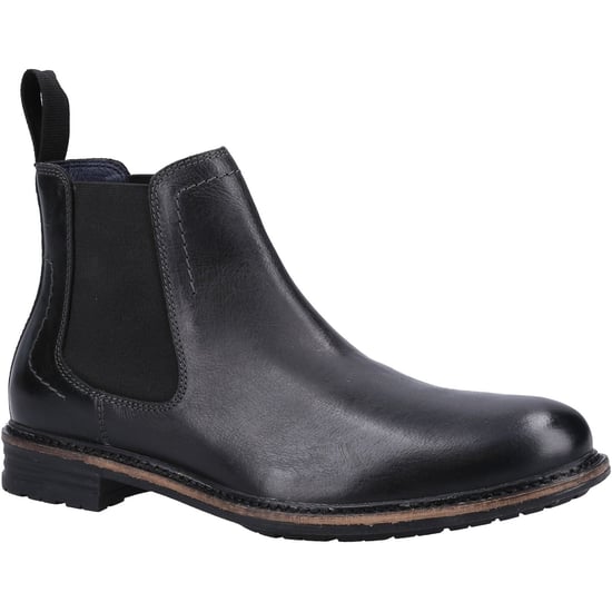 Hush Puppies Justin Chelsea Leder Herren Schwarz Stiefel - Image 1