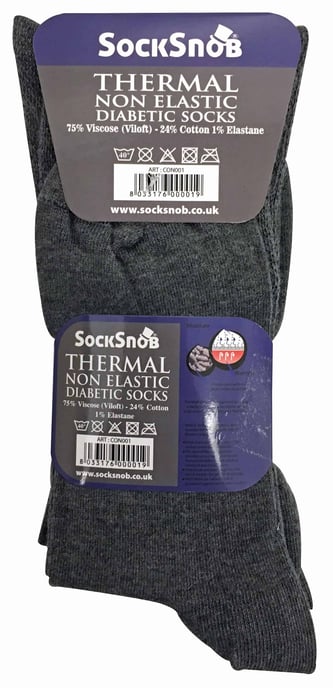 3 Pack Herren nicht elastische thermische Diabetiker Socken für schlechte Durchblutung - Image 2