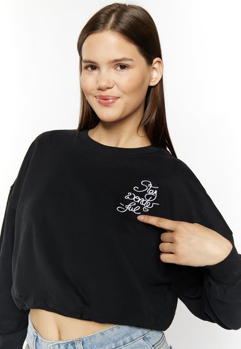 Mymo Sweatshirt kurz Damen schwarz - Image 5
