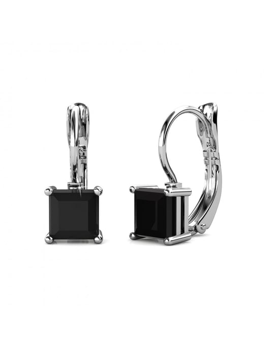 Quadratische Ohrringe - Silber und Schwarz - Image 1