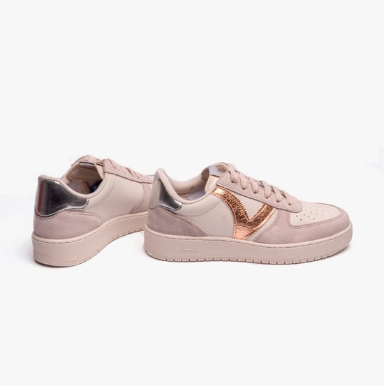 MADRID METAL & SPLIT LEATHER Womens Trainers Nude