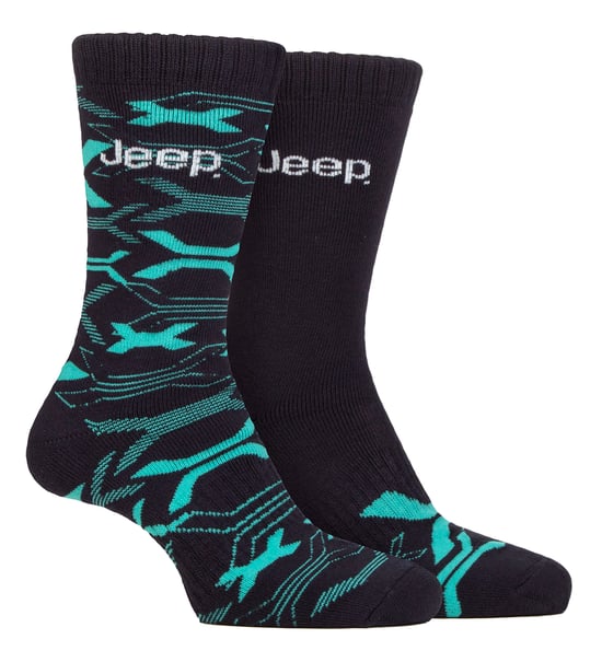Mens Bamboo Arbeit Boot Socken | Jeep | weich und atmungsaktiv dicken Heavy Duty gepolstert Socken, stricken gerippt Stil Walking Socken - Navy / Türkis - Image 1