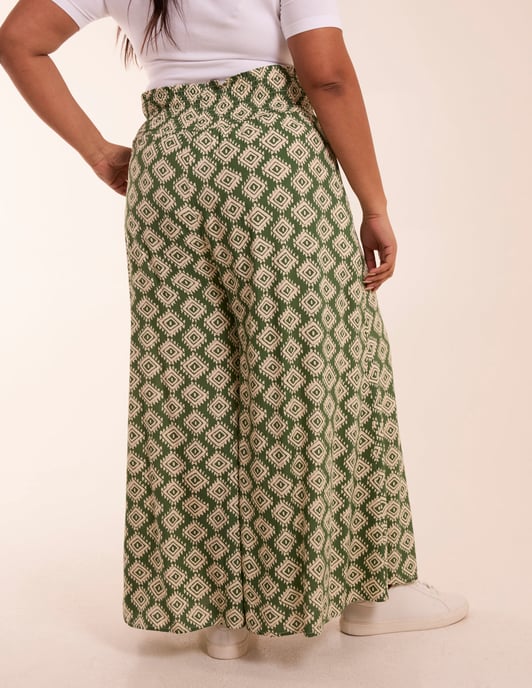 Curve Shirred Wide Leg Aztec Trouser