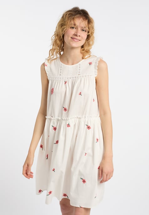 Dreimaster Midikleid Damen Wollweiss Koralle - Image 3