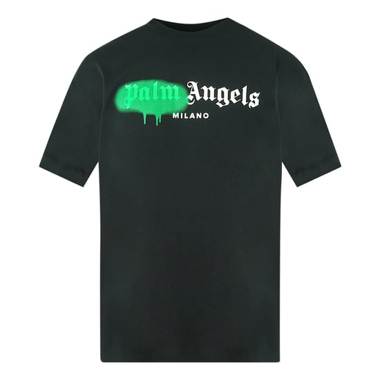 Palm Angels Milano Sprühfarbe Logo Schwarz T-Shirt - Image 1