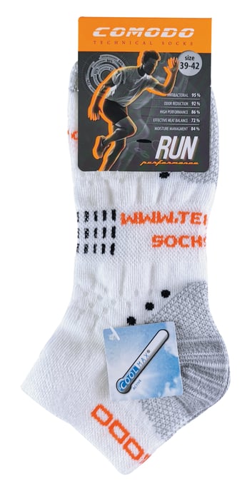 Chaussettes Running pour Ete | COMODO | Légères Chaussettes Coolmax Basses - Blanc - Image 2