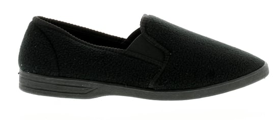 New Mens/Gents Black Fleece Upper Twin Gusset Slippers.
