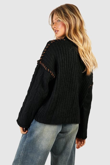 Chunky Contrast Stitch Jumper - Image 2