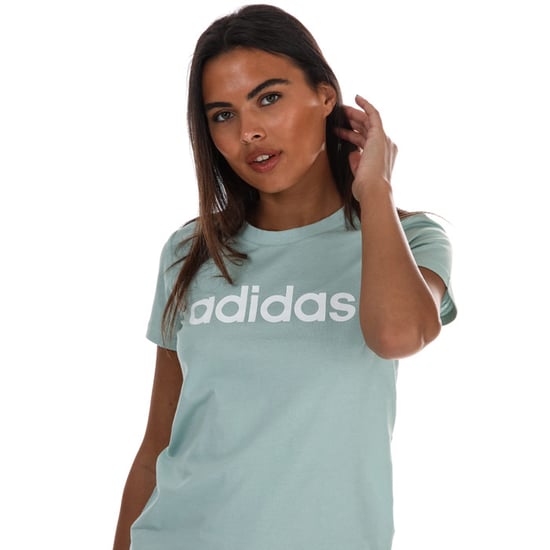 Women's adidas Essentials Linear Slim T-Shirt in Green White