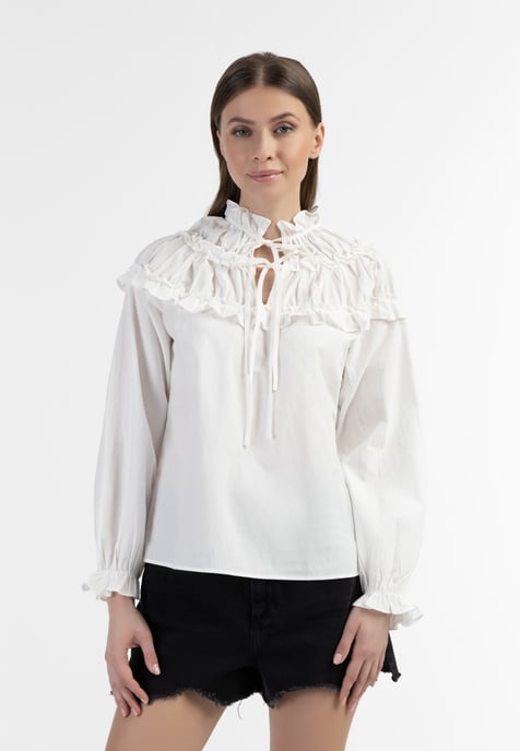 Dreimaster Bluse Damen Wollweiß - Image 3