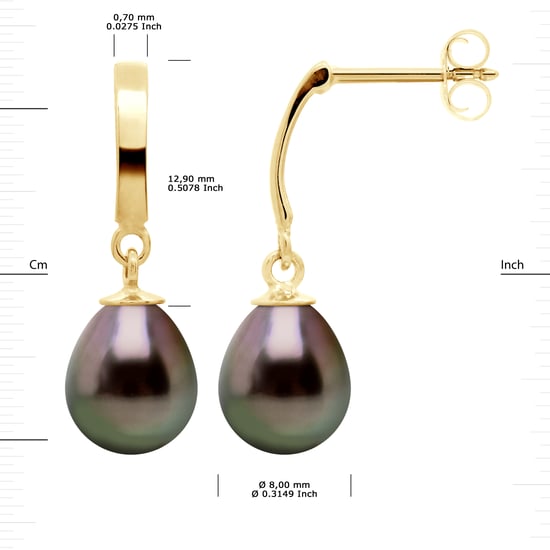 DIADEMA - Earrings - Yellow Gold and Real Tahitian Pearls