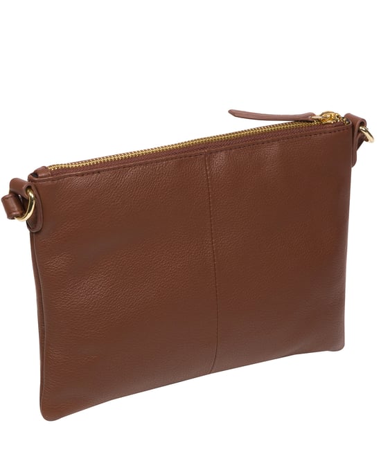 'Hannah' Dark Tan Nappa Leather Cross Body Bag
