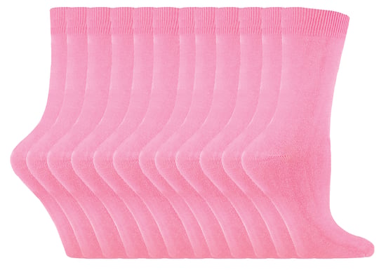 Einfarbige Damensocken mit hohem Baumwollanteil | 12 Paar Multipack | Socken-Snob | Dünne, bequeme, farbenfrohe Crew-Söckchen für Damen in Rosa - Image 1