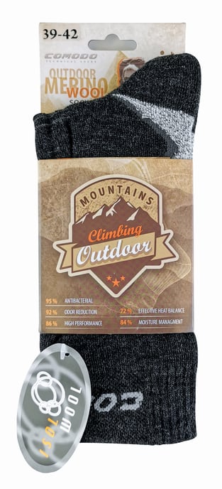 COMODO - Chaussettes Chaudes Laine Merinos 1 Paire Hiver Homme Femme - Gris - Image 2