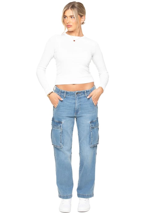 Enzo | Womens Cargo Straight Leg Jeans - Image 5