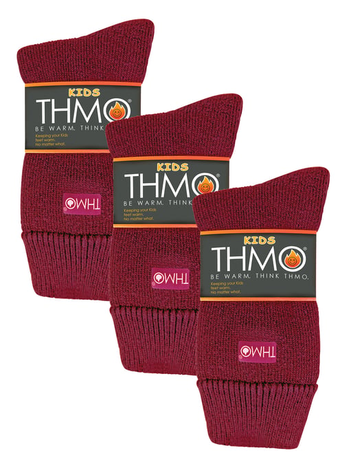 3 Paar Multipack Kinder Thermosocken | THMO | Gerippte weiche Oberseite Fleece flauschige innere warme Socken für Jungen & Mädchen - Fuchsia - Image 2