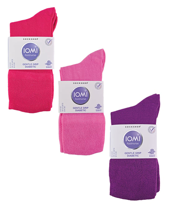 IOMI - 6 Pack Damen Diabetiker Bambus Socken | Extra breite nahtlose lockere nicht elastische Socken für Frauen - Rosa - Image 2