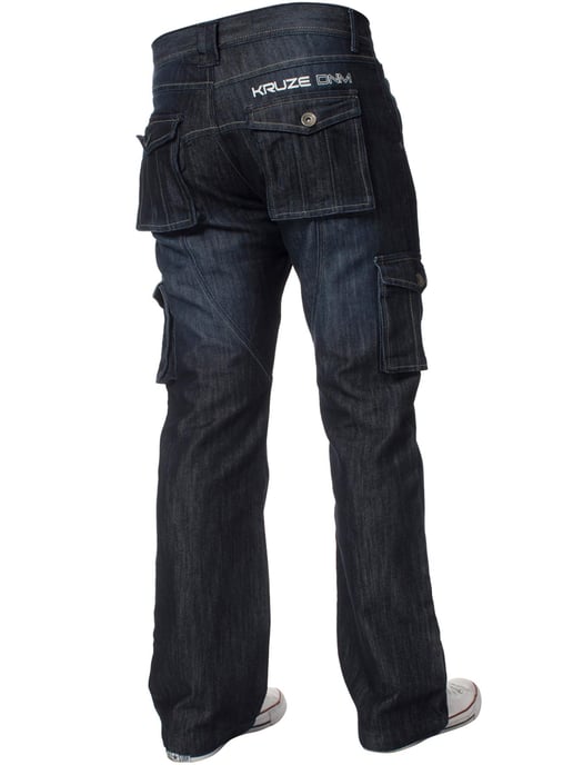 Kruze | Mens Cargo Combat Jeans - Dunkelblau - Image 3