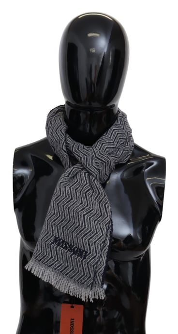 Echarpe unisexe en cachemire gris à motif zigzag pour hommes Missoni - Image 1